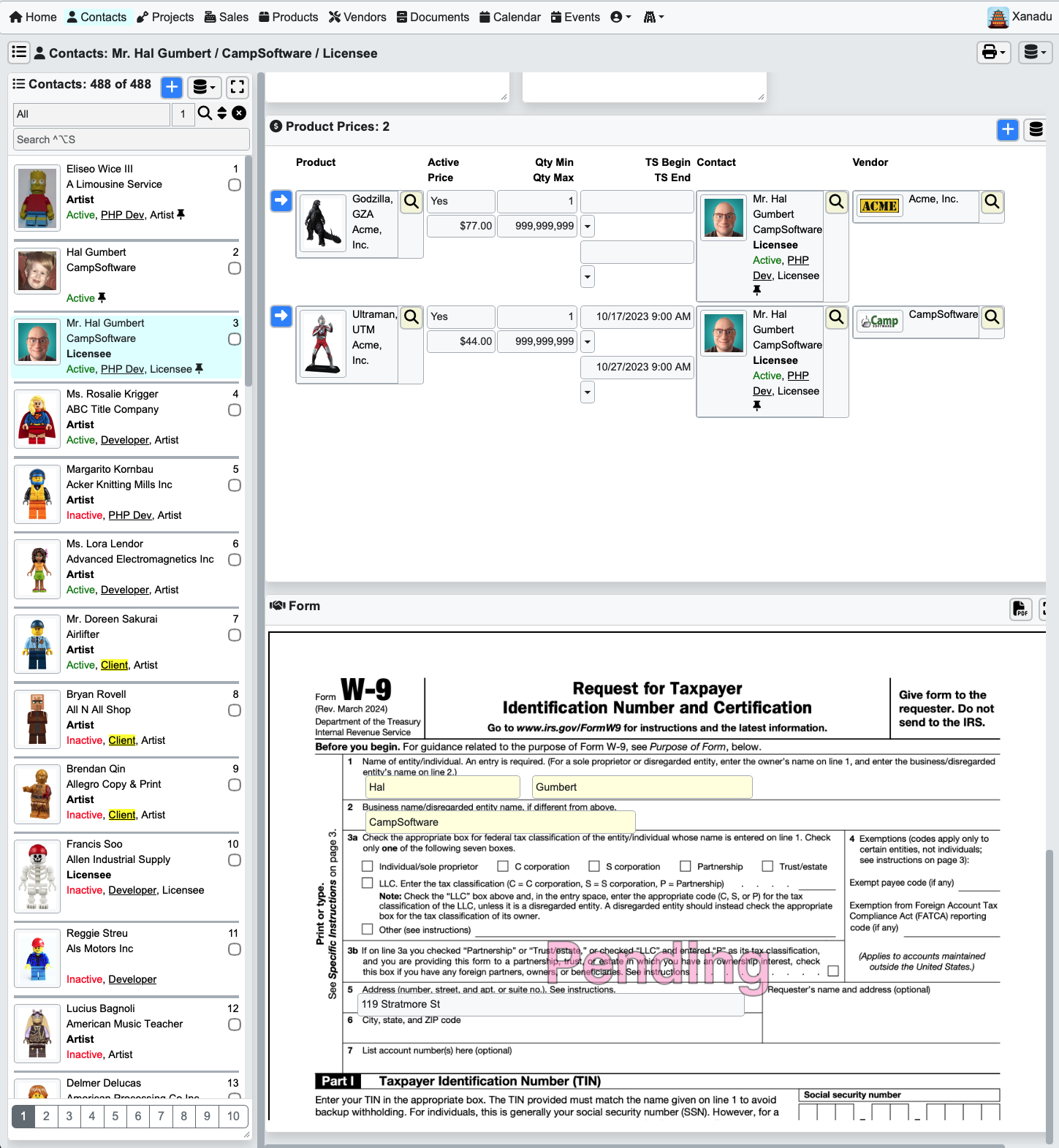 Contacts module preview